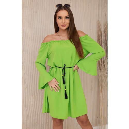 Kesi Włoski Dress with a drawstring at the waist in light green colour Cijene