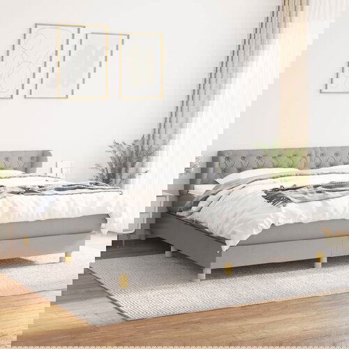 The Living Store Box spring postelja z vzmetnico svetlo siva 160x200 cm žamet - Box Spring Postelja, (21490248) Slike