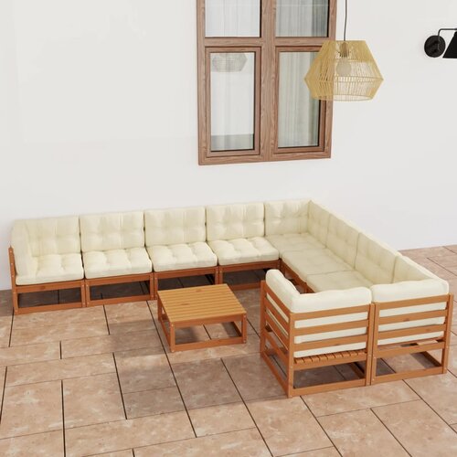 The Living Store Vrtna sedežna garnitura 10-delna z blazinami medeno rjava - Vrtna Sedežna Garnitura, (21469772) Cene