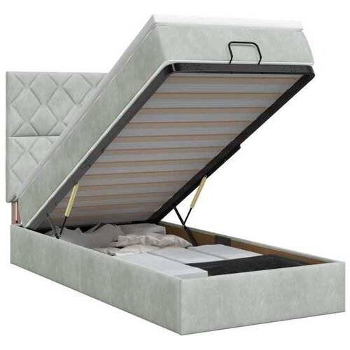 vidaXL Podesivi krevet s madracem Svjetlosiva 90 x 190 cm Baršun - Svjetlosiva 90 x 190 cm Dizajn s rombovima Cene