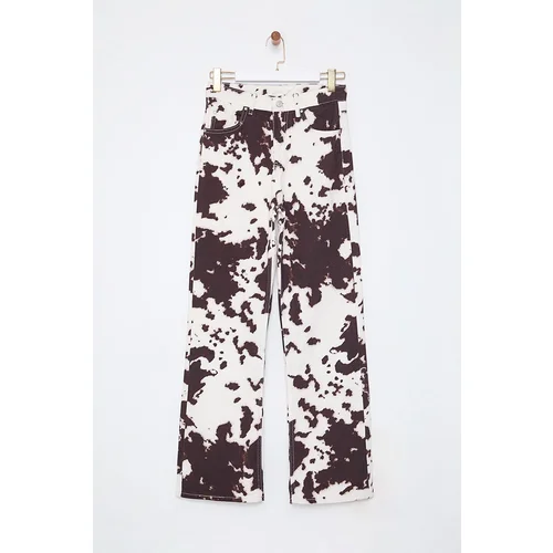 Trendyol Multicolored Cow Print High Waist Wide Leg Jeans