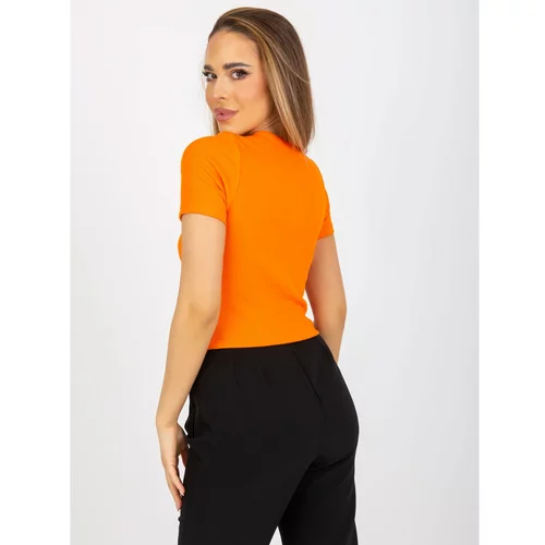 Fashion Hunters Basic orange short blouse with stripes RUE PARIS