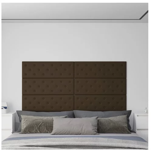  Stenski paneli 12 kosov rjavi 90x30 cm umetno usnje 3,24 m²