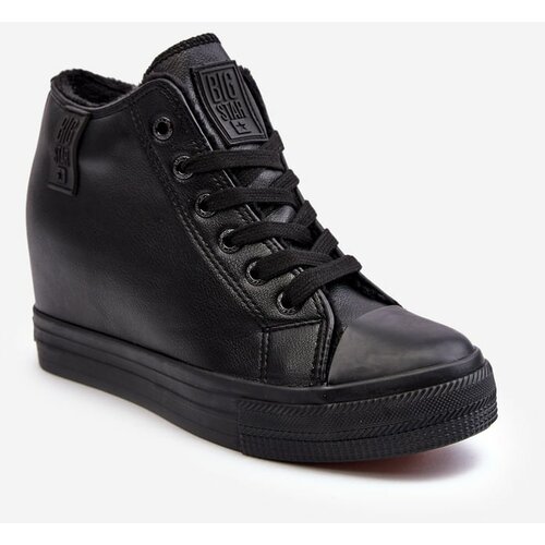 Big Star Women's leather wedge sneakers MM274001 Black Slike