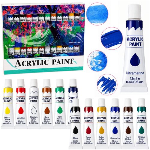  Set umjetničkih akrilnih boja 24 boje 12 ml Slike