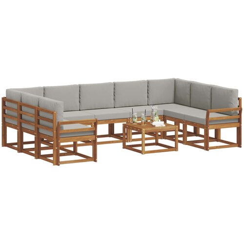  Set vanjskih sofa 10 kom. Prirodna i svijetlo siva Slike
