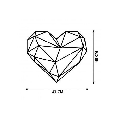 Wallxpert Zidna dekoracija Srce, 47x40 cm, 1,2 mm, Crna Slike
