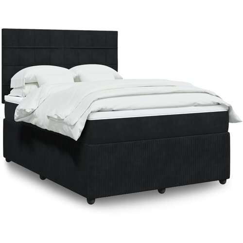 vidaXL Box spring postelja z vzmetnico črna 140x200 cm žamet Cene
