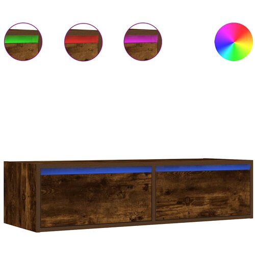 Maison Chic TV omarica - TV stojalo - Televizijska omarica z LED lučkami dimljeni hrast 100X35,5x25 cm, (21698850) Slike