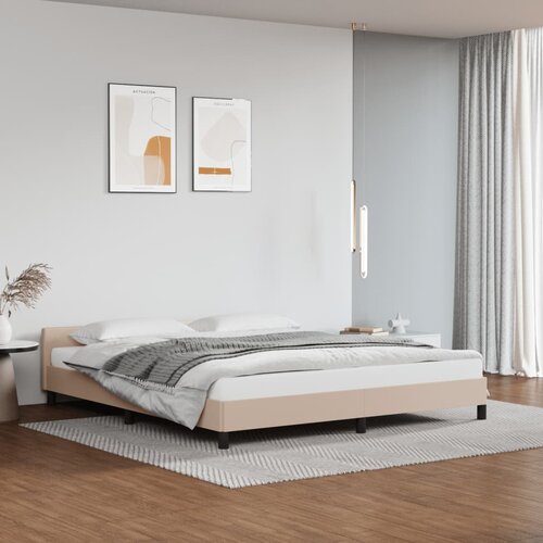 VidaXL Posteljni okvir z vzglavjem kapučino 160x200 cm umetno usnje Slike