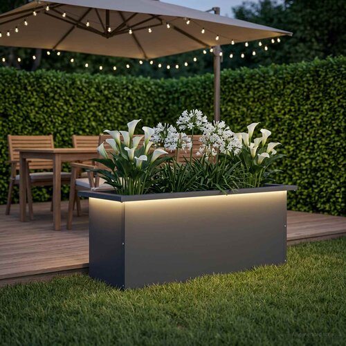  Vrtna posuda za sadnju s LED svjetlom Antracit 30 x 80 x 30 cm Slike