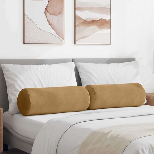 vidaXL Blazine 2 pcs Rjava &Oslash; 25 x 70 cm Žametna tkanina Cene