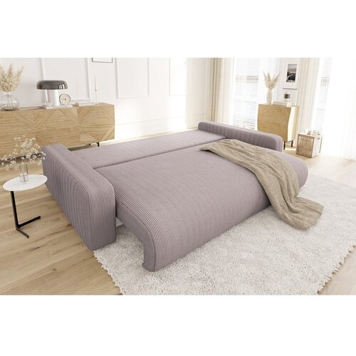 Ropez Svijetlo ružičasta sklopiva/s prostorom za odlaganje sofa od samta 234 cm Sara &amp;ndash; Slike