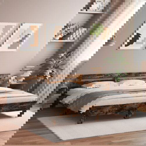 Furnova Posteljni okvir z vzglavjem in LED dimljen hrast 180x200 cm, (21939561) Slike