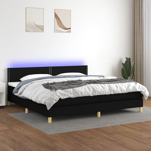 The Living Store Box spring postelja z vzmetnico LED črna 200x200 cm blago - Box Spring Postelja, (21518141) Cene