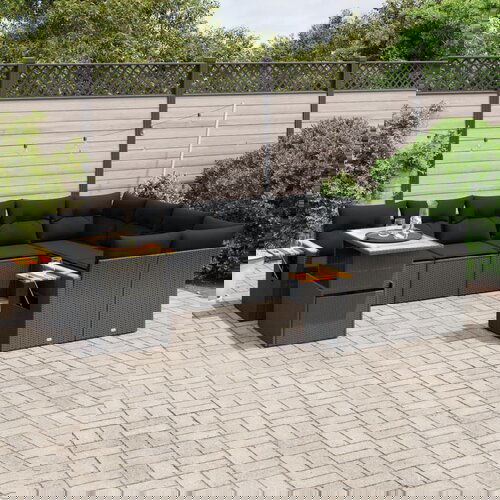 vidaXL 10-dijelni set vrtnih sofa s jastucima crni od poliratana Cijene