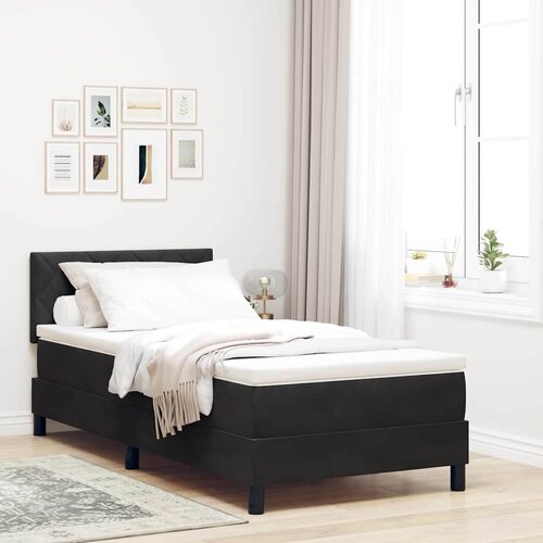  LED Box Spring Krevet s LED trakama Crna 100 x 200 cm Baršun Cene