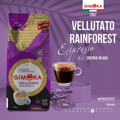 GIMOKA vellutato rainforest 100 % arabica pržena kafa u zrnu 500G Slike