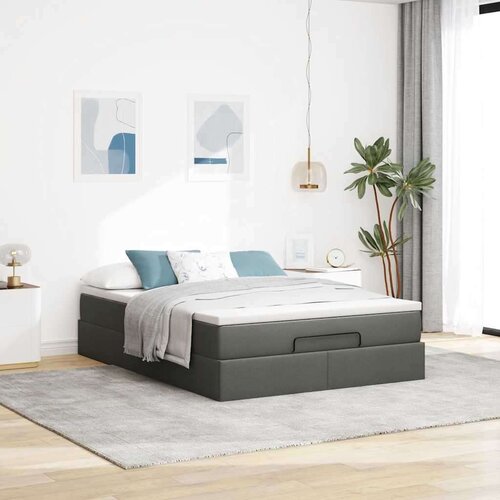 VidaXL otomanski okvir kreveta s madraca tamnosivi 140x200cm tkanine Slike