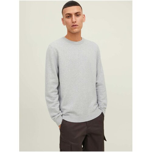 Jack &amp;amp; Jones Light Grey Ribbed Basic Sweater Otto - Men Slike