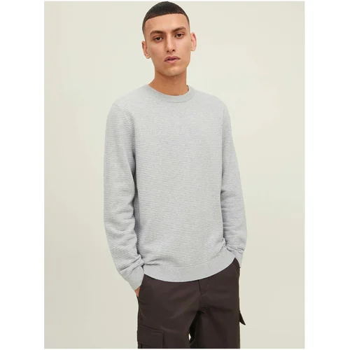 Jack & Jones Light Grey Ribbed Basic Sweater Otto - Men