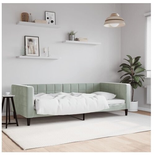 VidaXL Raztegljiva postelja svetlo siva 90x190 cm žamet Slike