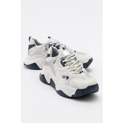 LuviShoes LECCE White-Navy Women's Sneakers