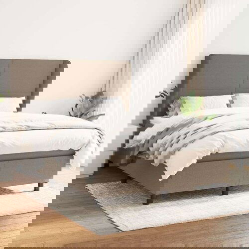  Box spring postelja z vzmetnico taupe 140x200 cm blago, (20896905) Slike
