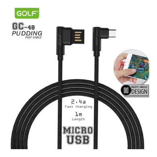 Golf mikro usb kabl 1m 90° GC-48m crni ( 00G98 ) Slike