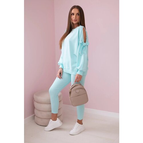 Kesi Set of sweatshirts with a bow on the sleeves and mint leggings Cijene