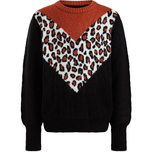 WE Fashion Pulover rjasto rjava / črna / bela Slike