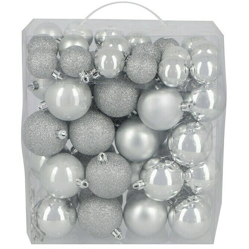  kuglica za božićno drvce (srebrne boje, plastika, promjer: 4 cm - 6 cm, 50 kom.) Cijene