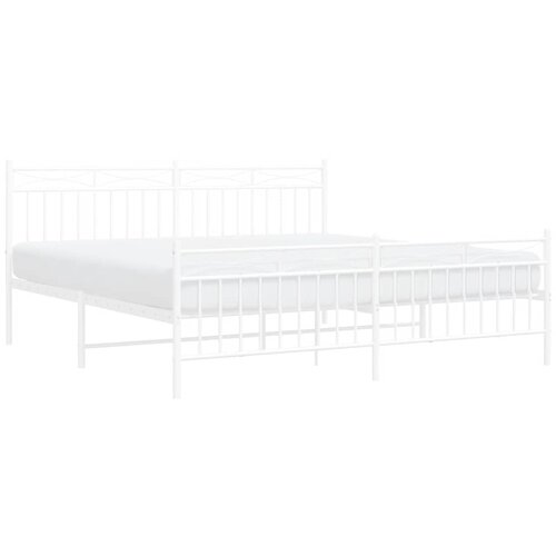  Metalni okvir kreveta uzglavlje i podnožje bijeli 183x213 cm Slike