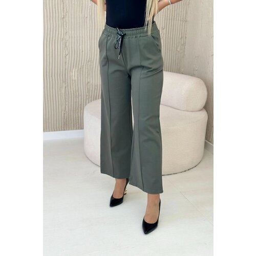 Kesi Punto Milano winter pants with wide legs khaki Slike