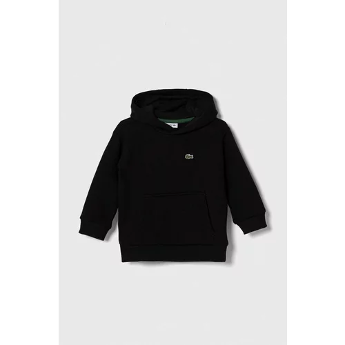 Lacoste Otroški pulover črna barva, s kapuco
