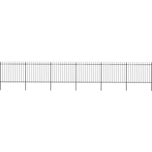 vidaXL Vrtna ograja s koničastimi vrhovi jeklo 10,2x1,5 m črna
