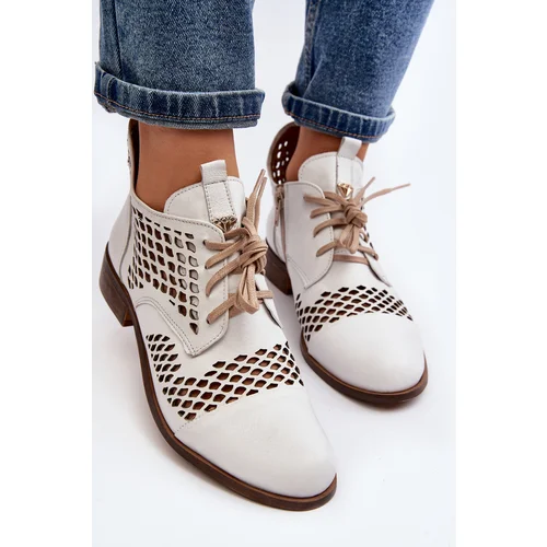 Zazoo Leather Cut-Out Boots 2704 White