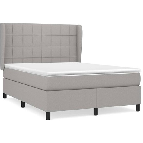  Krevet s oprugama i madracem svjetlosivi 140x190 cm od tkanine Slike