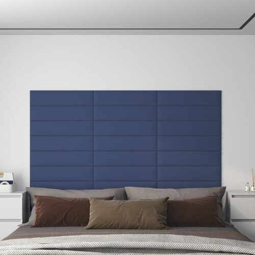 VidaXL Stenski paneli 12 kosov modri 60x15 cm blago 1,08 m&amp;sup2; Slike