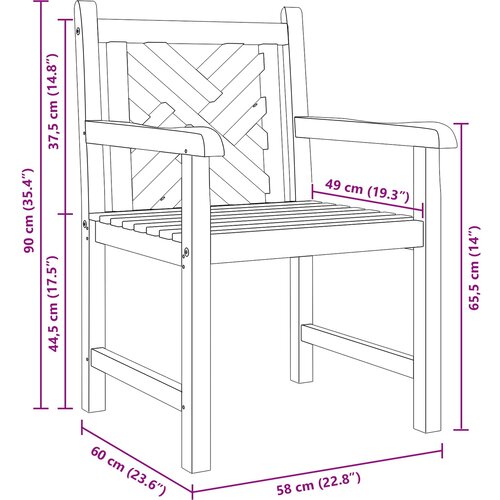  Vrtna stolica 2 pcs 60 x 58 x 90 cm Čvrsto teak drvo Slike