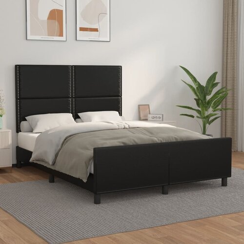 The Living Store Posteljni okvir z vzglavjem črn 140x190 cm umetno usnje - Posteljni Okvir Z Vzglavjem, (21523952) Slike