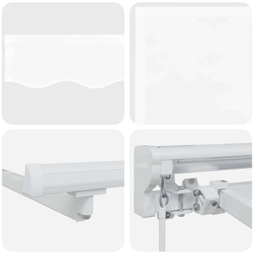  Ročno senčilo s LED-ji Bela 4 &amp;times; 3,5 m Poliester s PU premazom, (5000205563) Slike