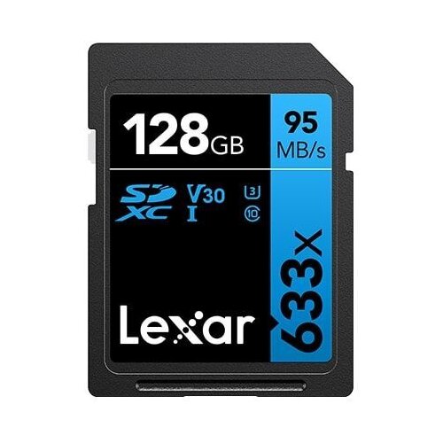 Lexar SD 128GB 633x SDHC UHS-I cards, 95MB/s read 45MB/s write C10 V10 U3 Slike