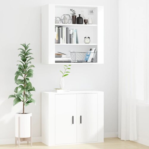  Zidni ormarić bijeli 80 x 33 x 80 cm od konstruiranog drva Slike