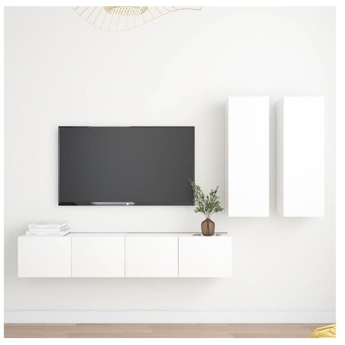  Komplet TV omaric 4-delni bela iverna plo&scaron;ča Cene