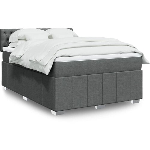 vidaXL Box spring postelja z vzmetnico temno siva 140x200 cm blago Cene