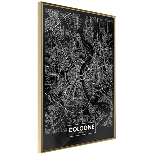  Poster - City Map: Cologne (Dark) 20x30 Slike