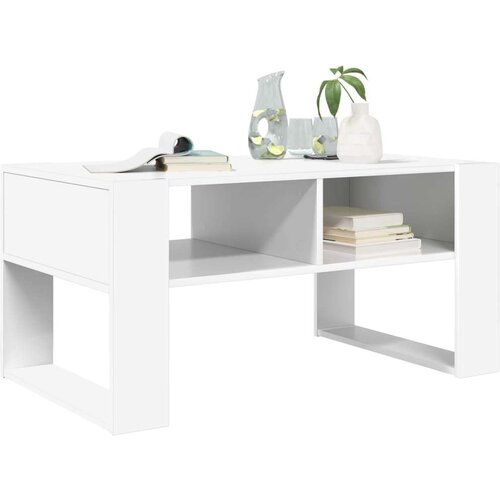  Stolić za kavu s pohranom Bijelo 92 x 53 x 45 cm Konstruirano drvo Slike