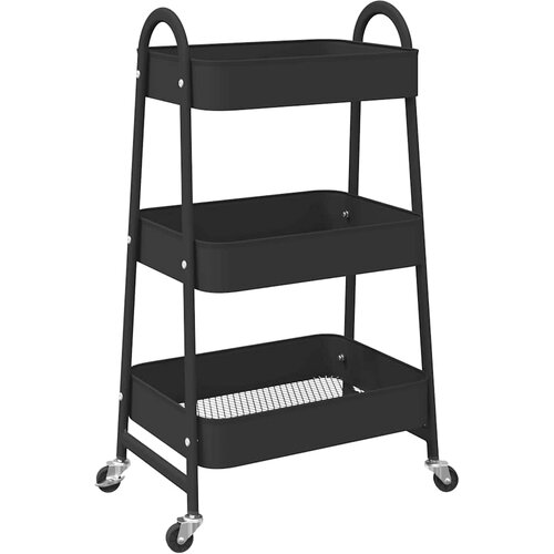 vidaXL Kolica za pohranu s 3 kata Crna 42 x 41 5 x 77 cm Čelik - Crna 1 Cijene