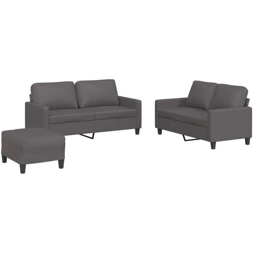 VidaXL 3-dijelni set sofa s jastucima sivi od umjetne kože Slike